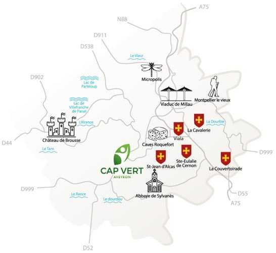 Carte touristique de l'Aveyron